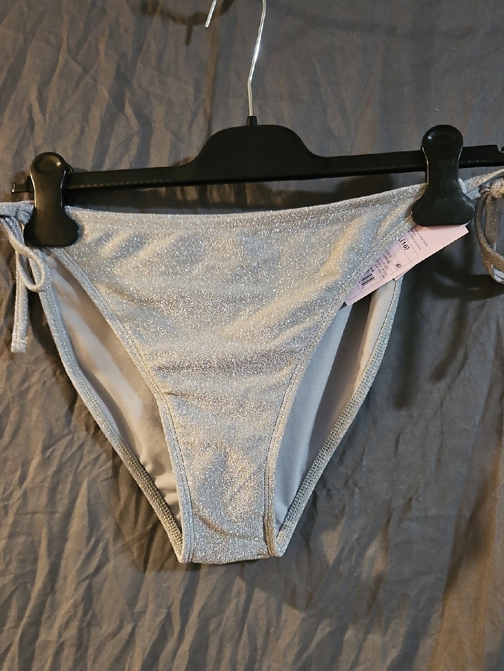WILD FABLE GRAY SPARKLE SIDE TIE BIKINI BOTTOM: NEW WITH TAGS: SIZE XL